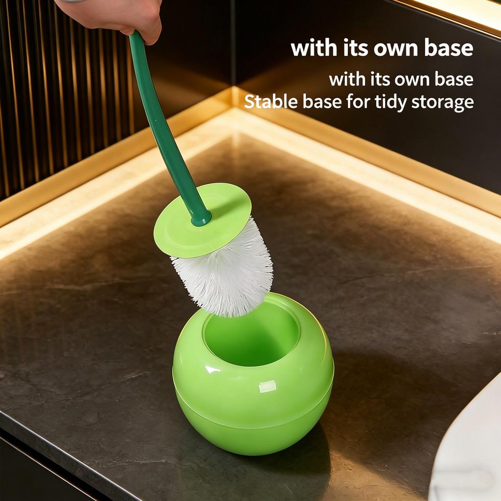 Cherry Shaped Toilet Brush Set with Long Handle Plastic Holder for Bathroom Cleaning Toilet Brush with Base Stand for Hygienic Use