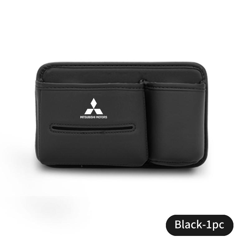 Car Logo Seat Slot Leather Storage Tissue Box Holder Auto Decorative Accessories For Mitsubishi Outlander Lancer Eclipse Mirage MF8