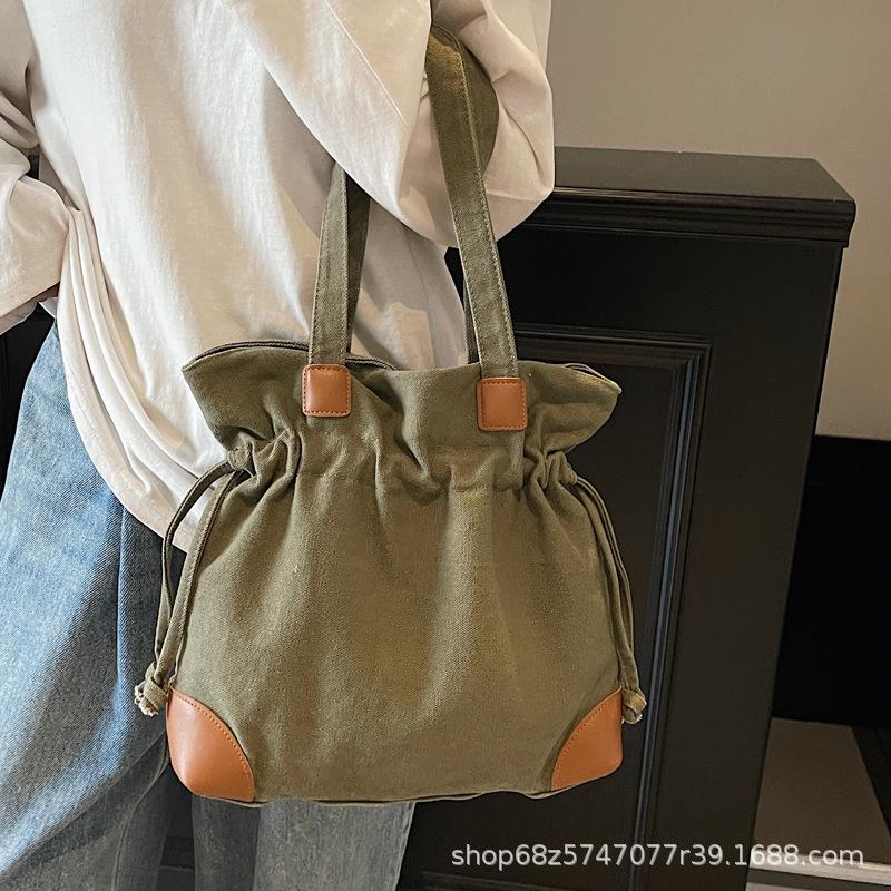 2025 New Oxford Cloth Large Capacity Tote Bag Fashion Versatile Handbag Casual Drawstring Folded Shoulder Bag Tide