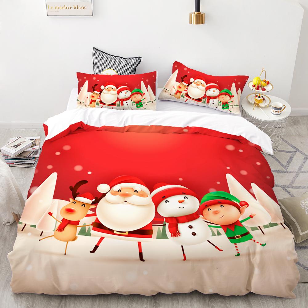 3D HD Digital Printing Bedding Set,Cartoon Duvet Cover Set Kids Baby Child,Christmas Decorations  Santa Claus Fire truck