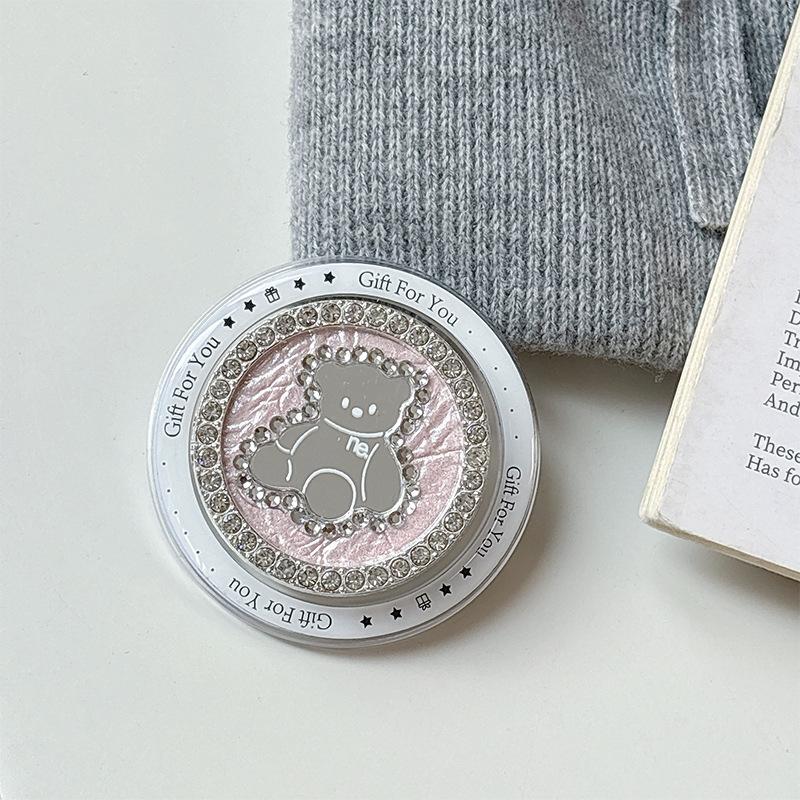 Creative Magnetic Desktop Drama Mobile Phone Airbag Holder Rhinestone Bear Mirror Advanced Sense Ring Female