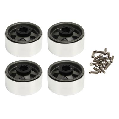 4Pcs Beadlock Wheel Rim Offset ?8.9mm Metal Deep Dish Hub Wheel Rims for Axial SCX10 90046 1.9 Inch