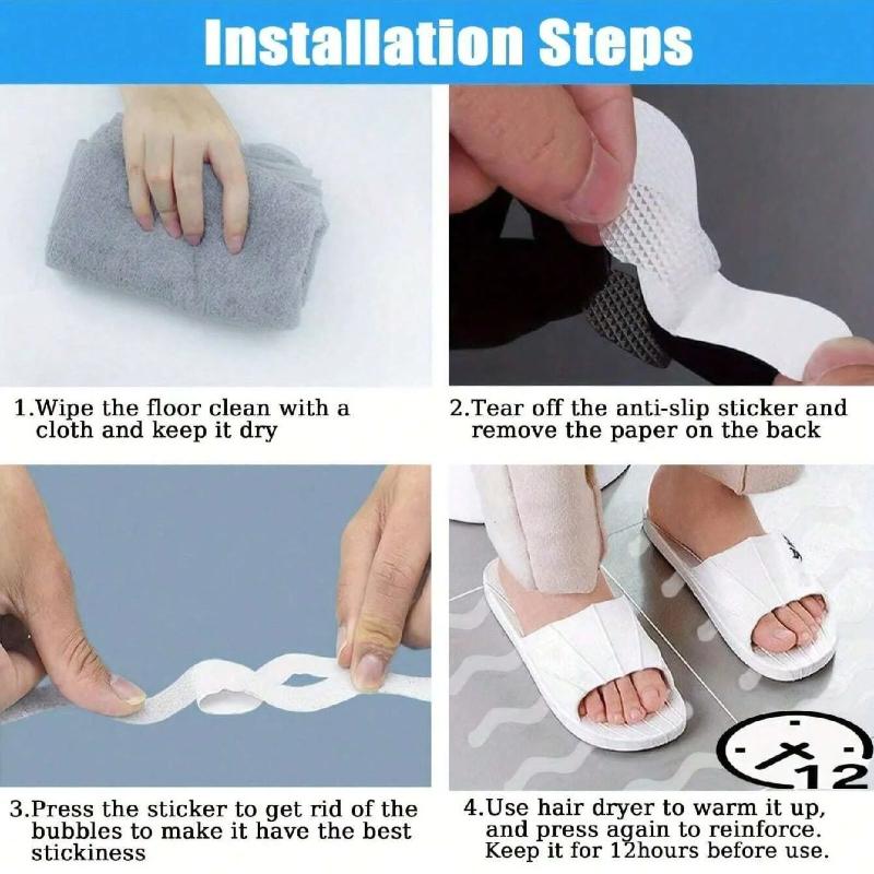 24pcs/Package Transparent Anti-Slip Stickers For Bathroom Floor And Shower - Bathtub Floor Safety Anti-Slip Strips