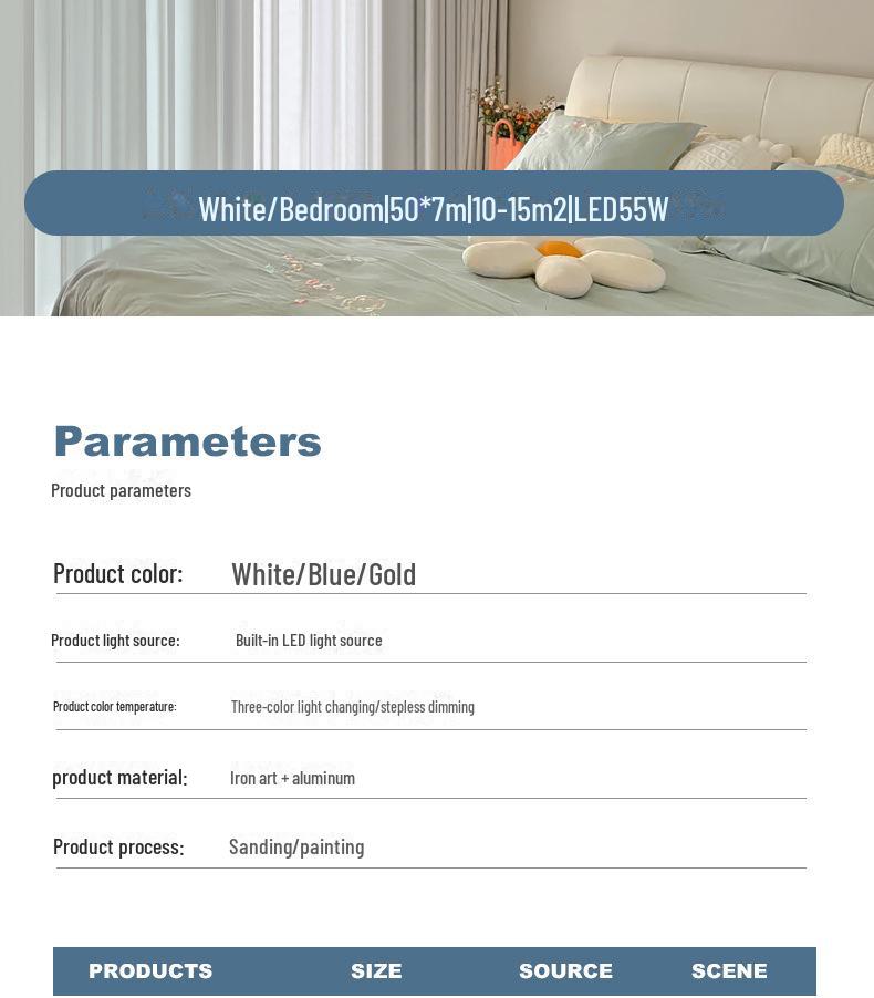 2023 Modern Full-Spectrum Eye Protection Ceiling Lamp for Living Room, Bedroom, Study, and Restaurant