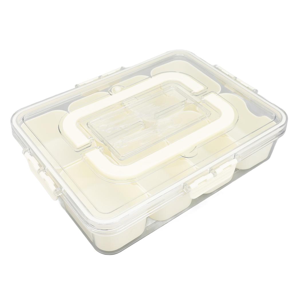 Portable Snackle Box Container 8 Compartment Clear Snack Platters Divided Serving Tray with Lid and 