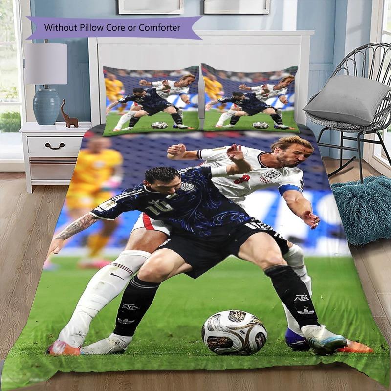 Football Match Player Competition Stadium Print 3 Pieces Duvet Cover Set Soccer Sports Bedding Bedroom Decor Without Pillow Core Comforter
