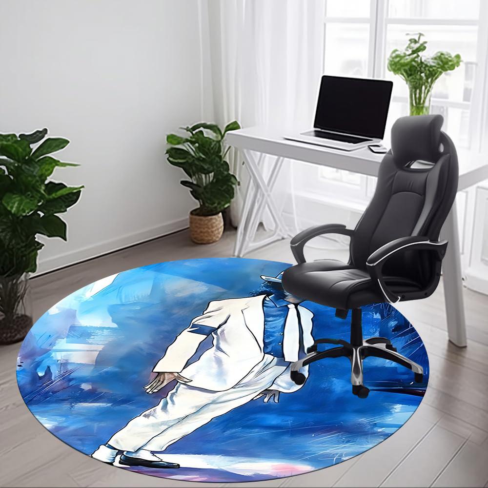 1pc Michael Joseph Jackson Moonwalk Office Round Area Rug, Under Office Chairs Bedroom Living Room Home Decor A1022332