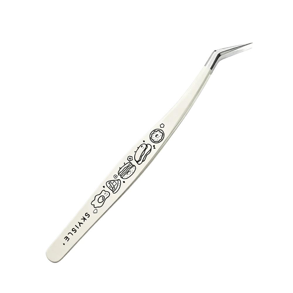 

Stainless Steel Curved Stickers Tweezers High Precision Eyelash Curler Miniature Scene Stickers бежевий