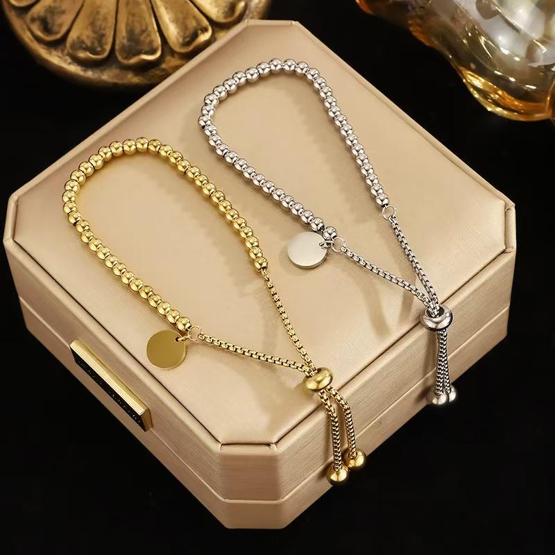 Trendy Metal Round Bead Bracelet Adjustable Minimalist Vintage Bracelet For Women