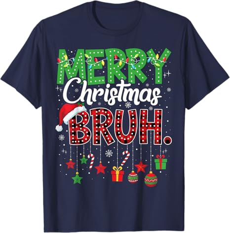 Bruh Weihnachtsrot kariert Teenager Jungen Mode Weihnachten Pyjama T-Shirt Y2k Frohe Weihnachten Kostüm Neuheit Geschenk Feierkleidung