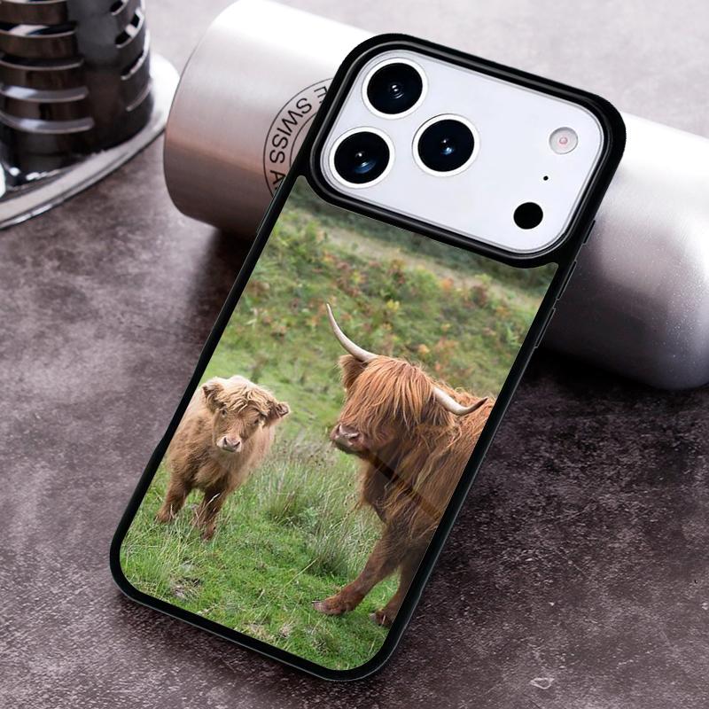 Highland Cow Scottish Art Phone Case for iPhone 17 16 15 Pro Max Air 14 13 12 11 Plus Shockproof Cover