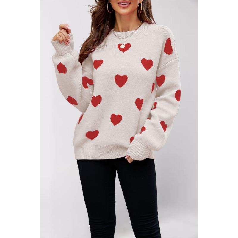 Winter new Valentine's Day love pullover women's knitted sweater women's large size loose sweater women