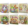 6Pcs Easter Cats DIY Diamond Painting Card Rhinestone Painting Card Kit Diamond Painting Greeting Card for Holiday Party Favors