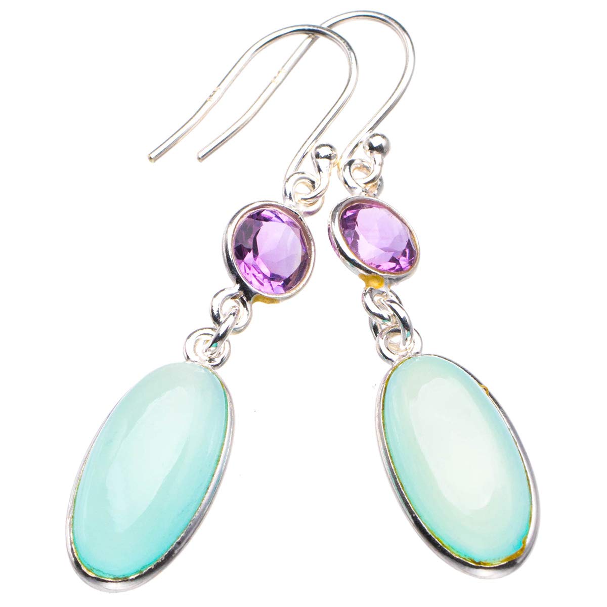 

Natural Chalcedony Handmade 925 Sterling Silver Earrings 1.5 D3728