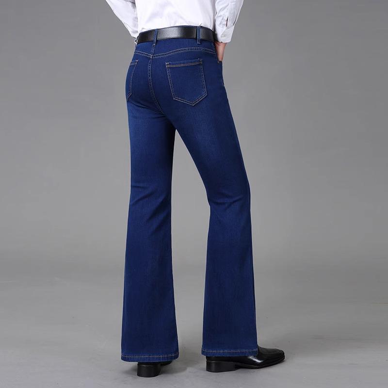 Men's Elastic Thin Flared Jeans Men's Mid-Rise Denim Flared Trousers