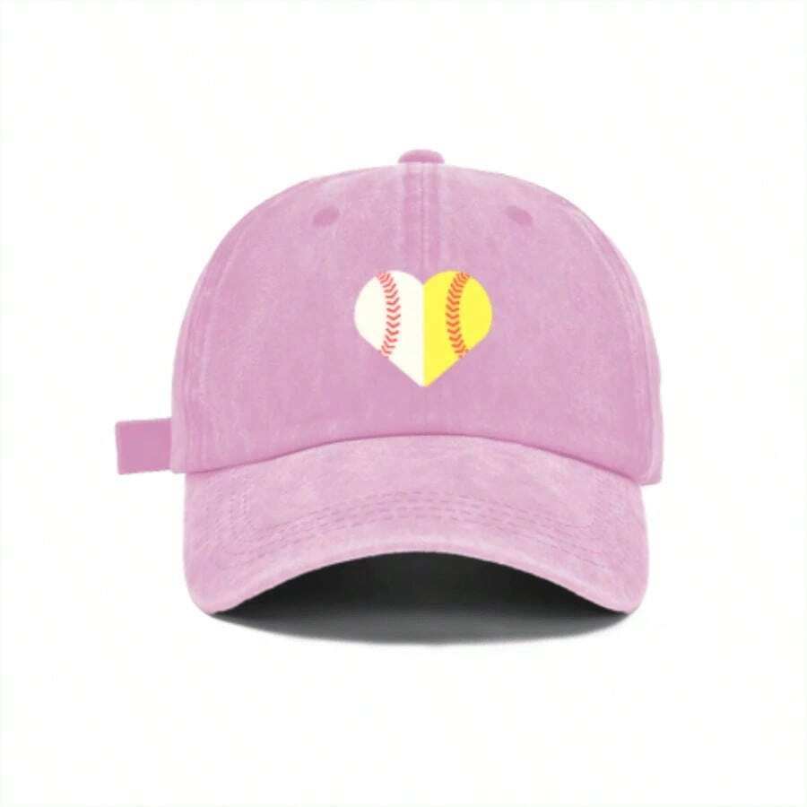 Washed Baseball Cap California Letter Print Purple Casual Sun Hat For Adults