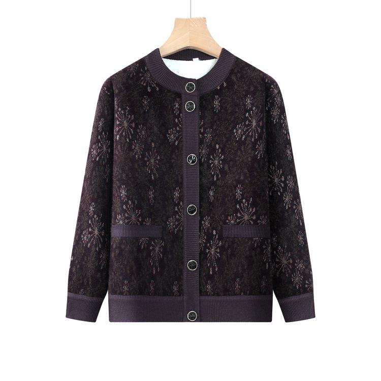 Mother Warm Thick Coat In Autumn, Middle-aged and Elderly Women, Old People and Grandma Thick Cardigan Loose Casual Coat.