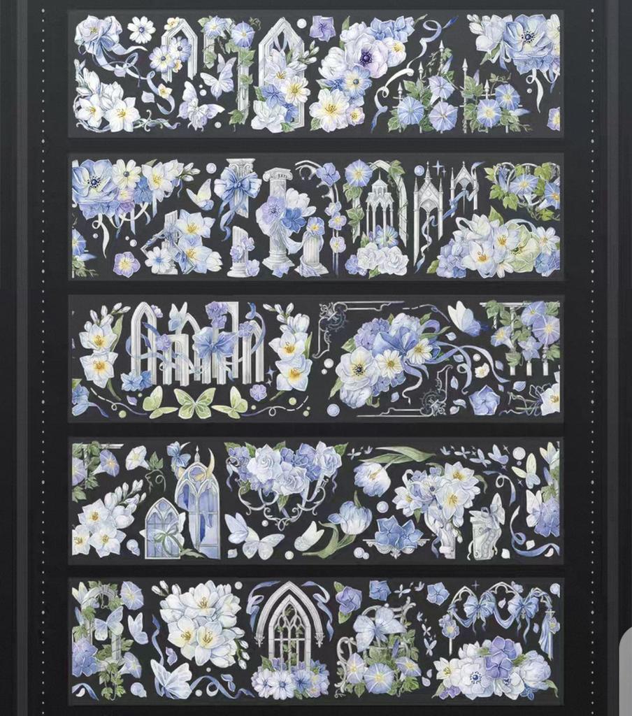 Falling Sunset Tide Washi Tape & Stickers for Journals: Flowing Hemp Ancient Style