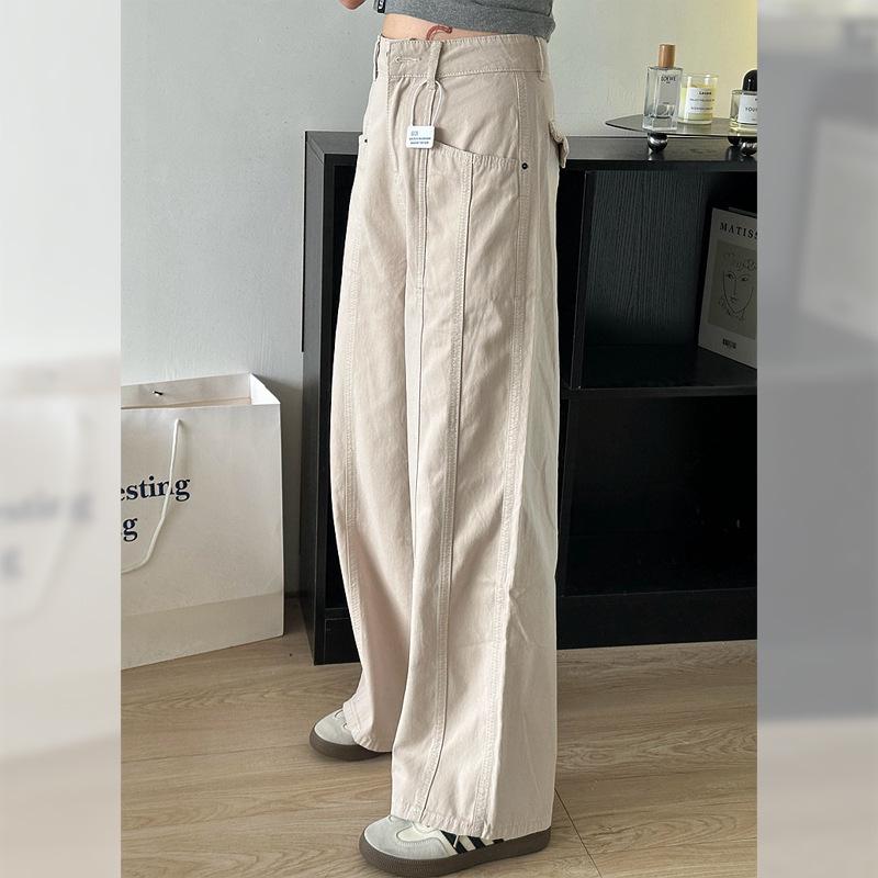 

Korean Spicy Apricot High-Waisted Wide-Leg Jeans - Women s New Loose Slimming Straight-Leg Casual Floor-Length Pants Medium абрикосовый