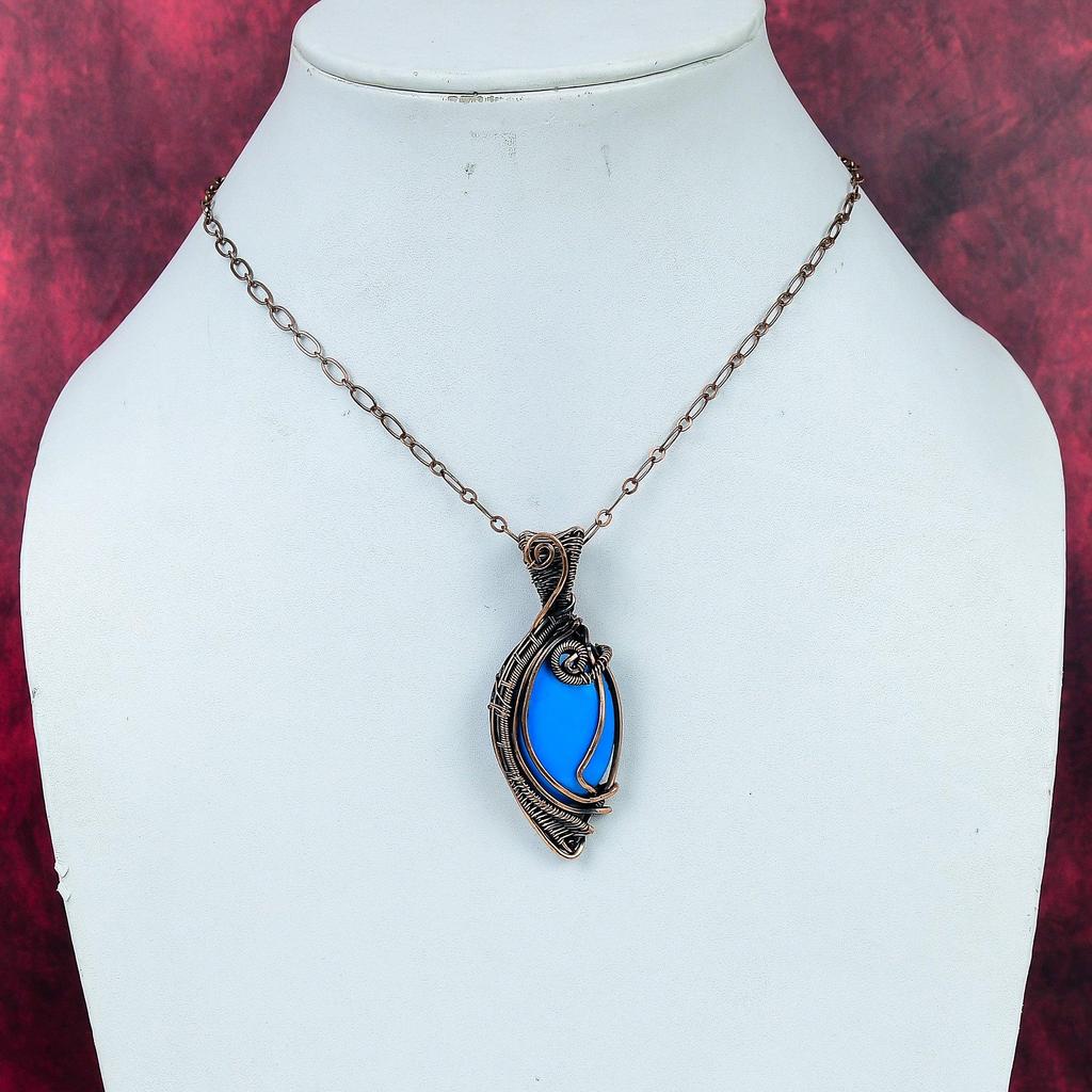 Sleeping Beauty Turquoise Pendant Copper Wire Wrapped Pendant Gemstone Jewelry