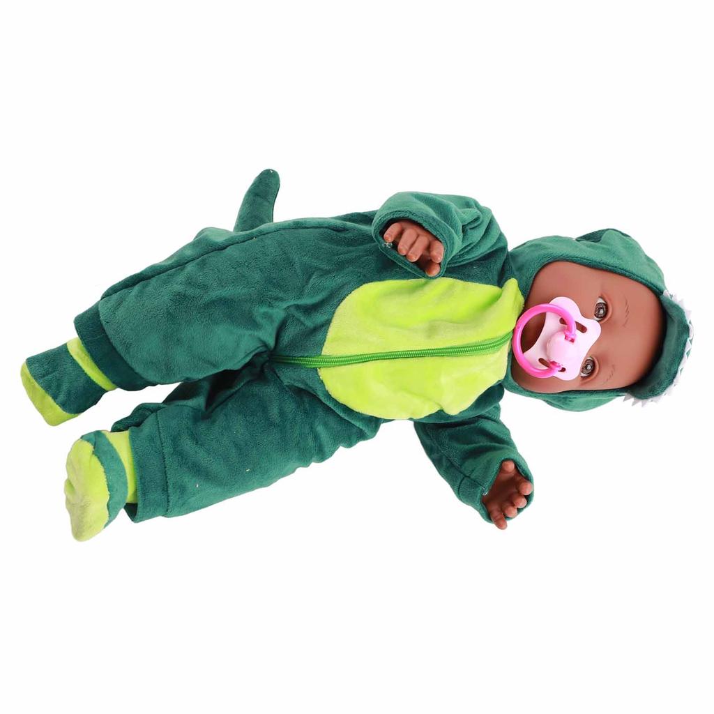 16 Inch Lifelike Baby Doll Cute Vinyl Baby Doll with Dinosaur One Piece Pajamas Pacifier for Kids