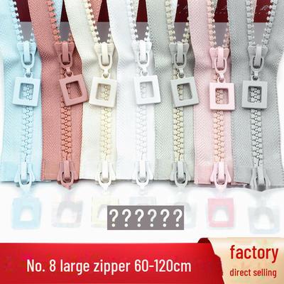 8-Resin Double-Head Double-Open Zipper for Long Down Jackets