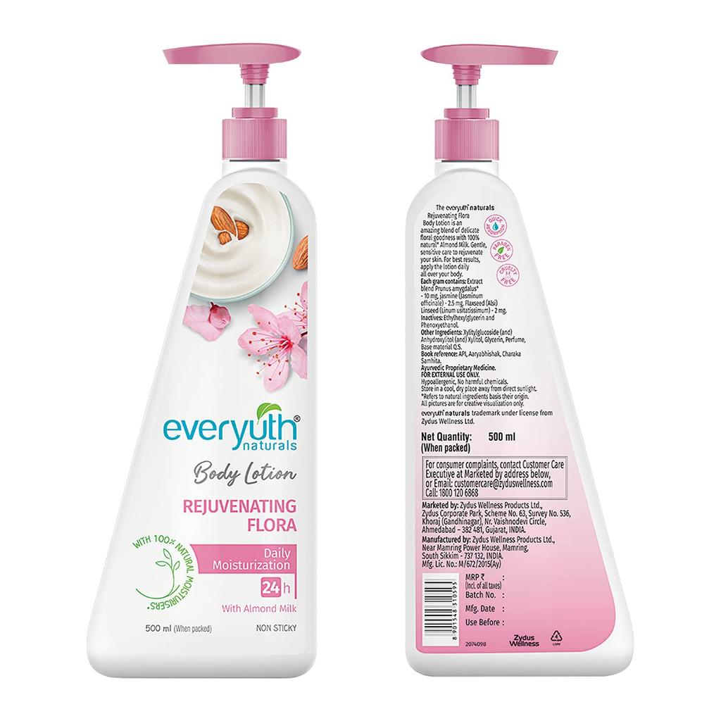 Everyuth Naturals Rejuvenating Flora Body Lotion 500ml For Soft Smooth Skin Deep Moisturization 24 Hour Hydration Daily Moisturizer For All Skin Types