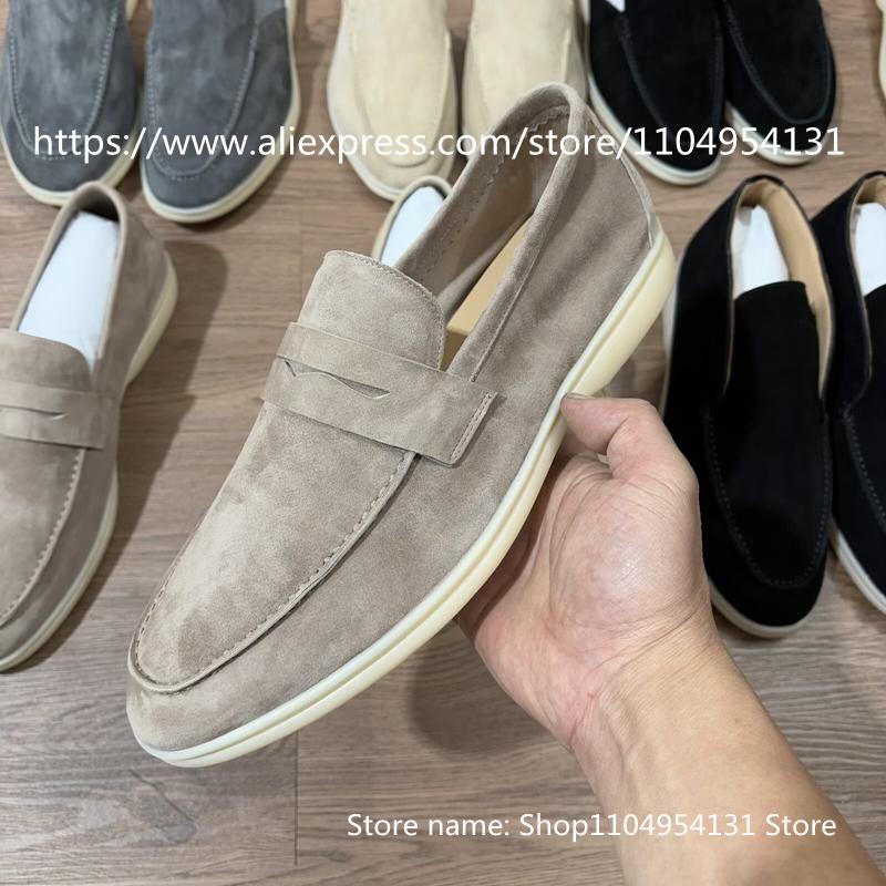Colorful Loafers Casual All Real Leather Walking man's Shoes Sheepskin Suede