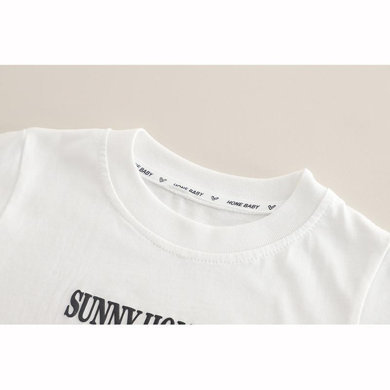 Summer Outfit Handsome Boys Short Sleeved Set Children's Denim Vest Casual T Shirt Set