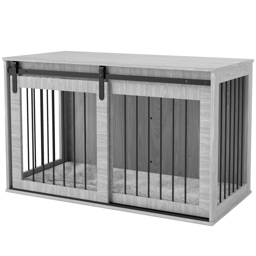 118cm Dog Crate Furniture with Removable Cushion for Extra Large Dogs - Grey