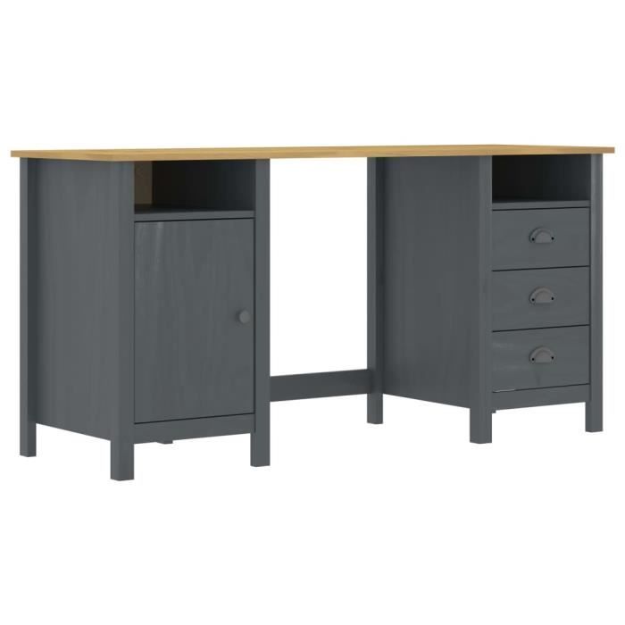 VidaXL Bureau Hill Range Gris 150x50x74 cm Bois de pin solide