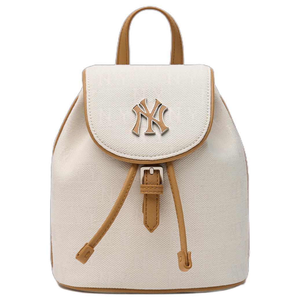 

MLB Monogram Series New York Yankees Classic Jacquard Adjustable Shoulder Strap Cotton Backpack Mini Unisex Backpack Deep-Cream 3ABKS014N-50CRD Dark Khaki,Medium