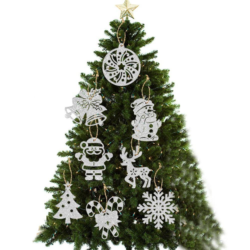24pcs Creative Christmas Tree Pendant Silver Hanging Ornament Christmas Decoration Tags  Wedding