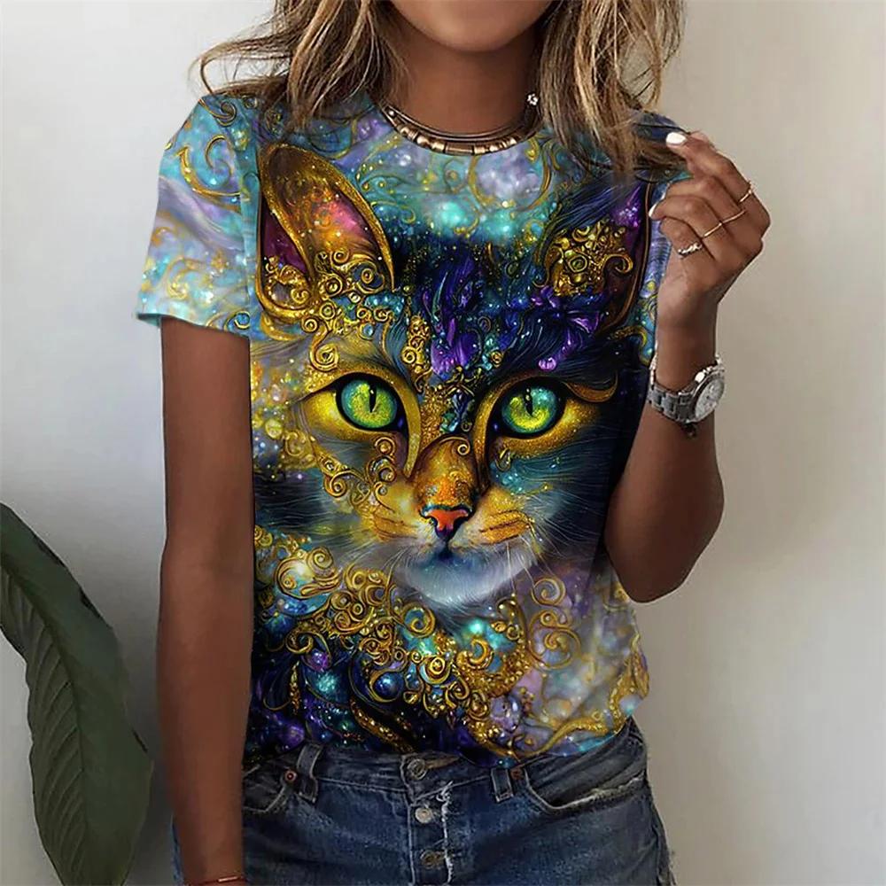 Sommer Frauen 3D Druck T-shirt Mode süße Katze T-Shirt T-Shirt Harajuku Tier T-Shirt Kurzarm O-Ausschnitt Frau Kleidung
