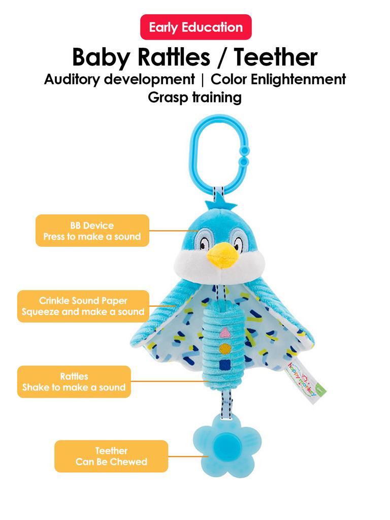 Soft Hanging Rattle Baby Toys for Crib Stroller Brain Development Educational Hand Grip Stuffed Animal Mobile Toy