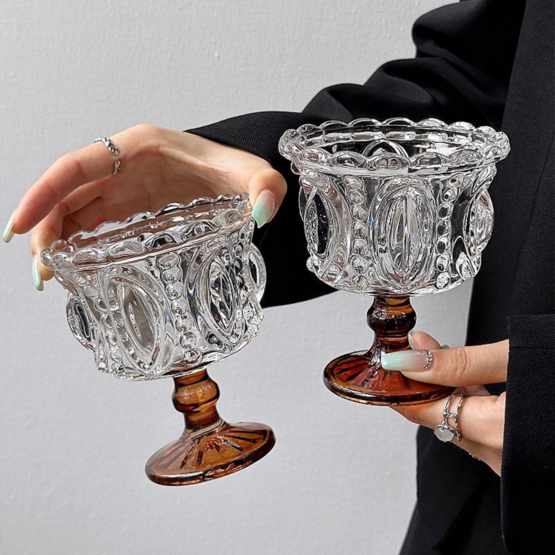 1 ADET Dondurma Trend Tatlı Cam Yoğurt Puding Mus Tatlı Kase Servis Tabağı Yüksek Saplı Cam Parfait Kupası Zarif 11.6x10cm