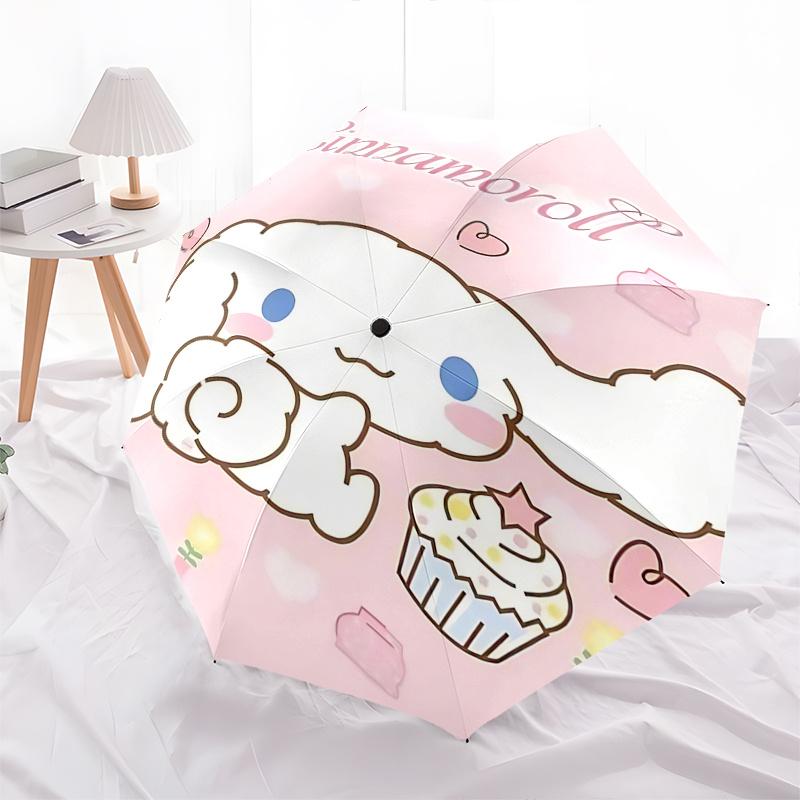1pc Cinnamoroll Cupcake Automatic Folding Umbrella - Portable 3-Fold Design with Iron Frame, Perfect for Fans, Travel, Daily Use, and Festive Gifts.R0