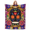 Vintage Day of the Dead Printed Flannel Blanket All Seasons Skull Digital Printed Blanket