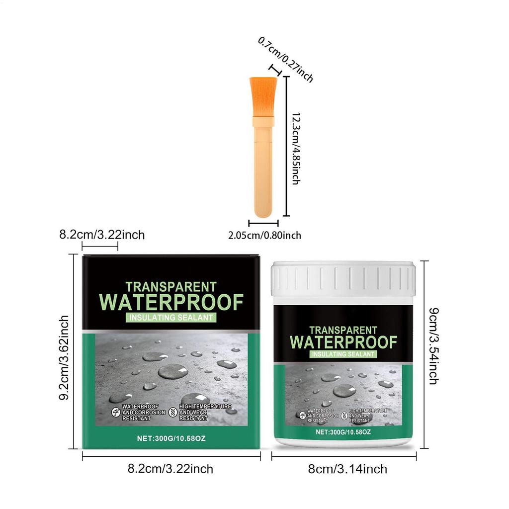 Transparent waterproof Sealant 300g Invisible Clear Waterproof Sealant kit for Roof Wood Metal Floor Wall Basement Shower Deck