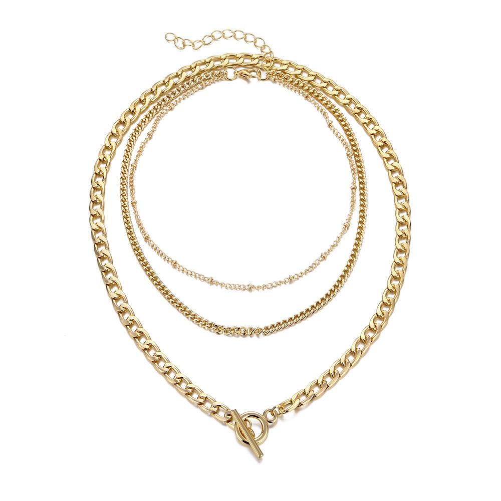 

Three Layered Contemporary Alloy Necklace For Women In Elegant Geometric Style