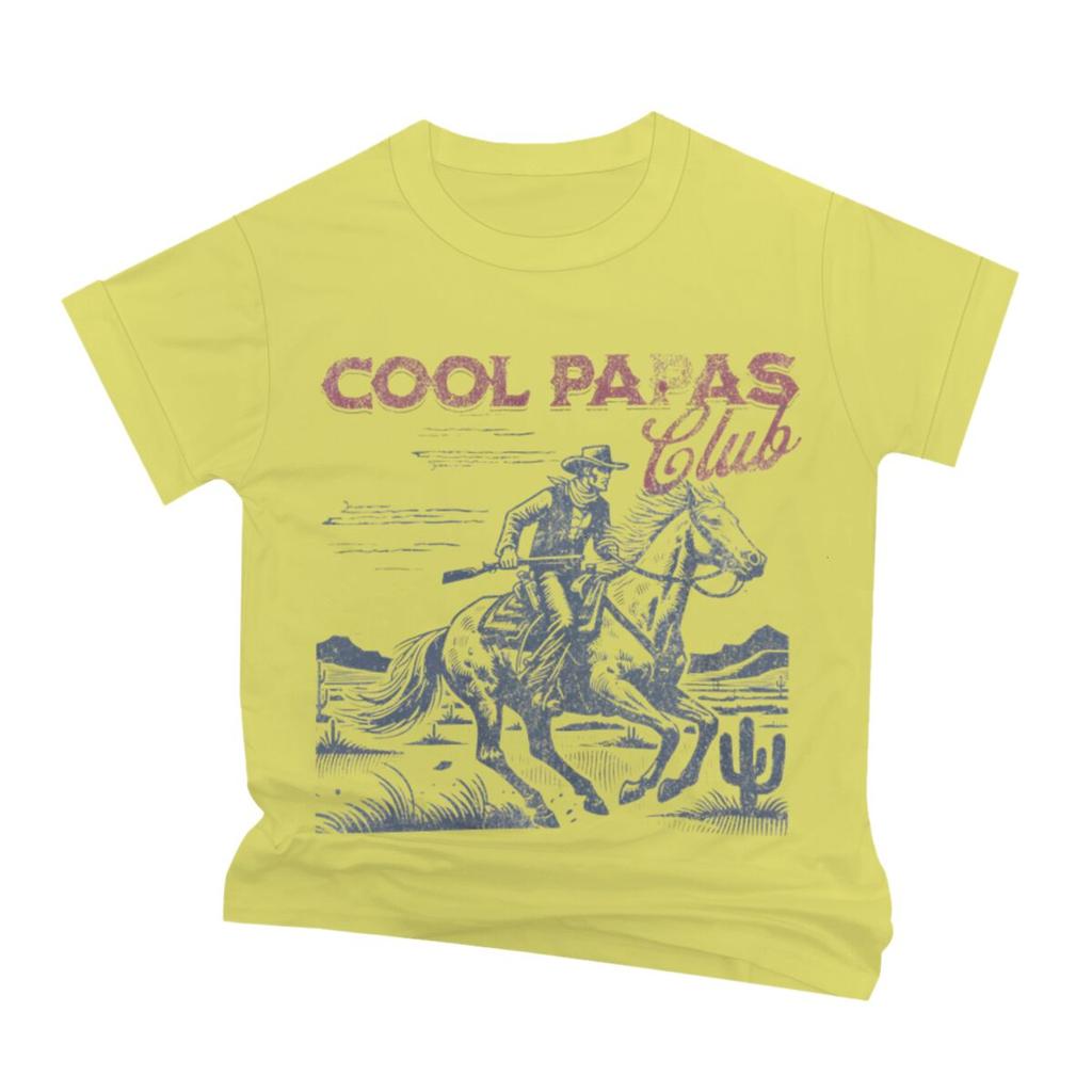 Cool Papa Club Print T Shirt For Unisex Crew Neck Short Sleeve Vintage Cowboy Fathers Day Streetwear Male Tshirts