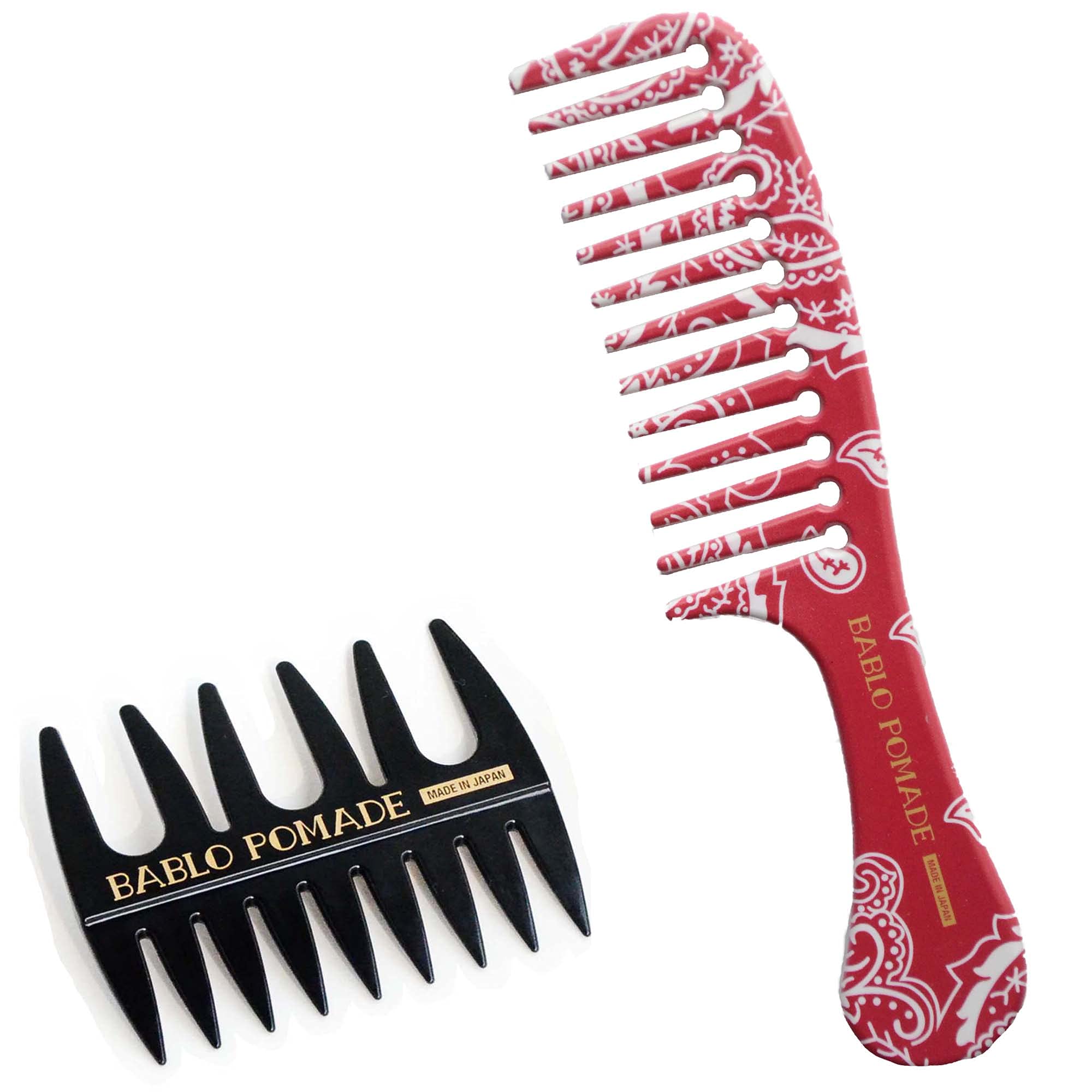 

BABLO POMADE Набор для укладки Jumbo расческа с красной банданой и узором пейсли и сетчатая парикмахерская расческа, с крупными зубьями, чёрный