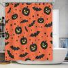 Halloween-themed Shower Curtain Featuring Bats and Pumpkins Waterproof Fabric Decor for Your Bathroom Add a Festive Touch with