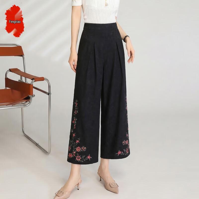 

Women s Chinese Style Embroidered Casual Pants 2XL
