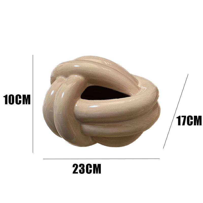 Household Tissue Box Ceramic Fun Knot European Modern Abstract Coffee Table Desktop Cream Color Nordic Decorative Tissue Case
