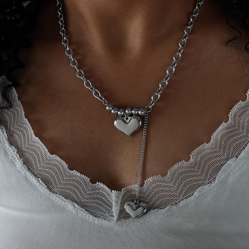 316L Stainless Steel Heart Pendant Necklace For Women 18K Gold Plated No Tarnish Women's Hip Hop Rock Style Thick Necklaces