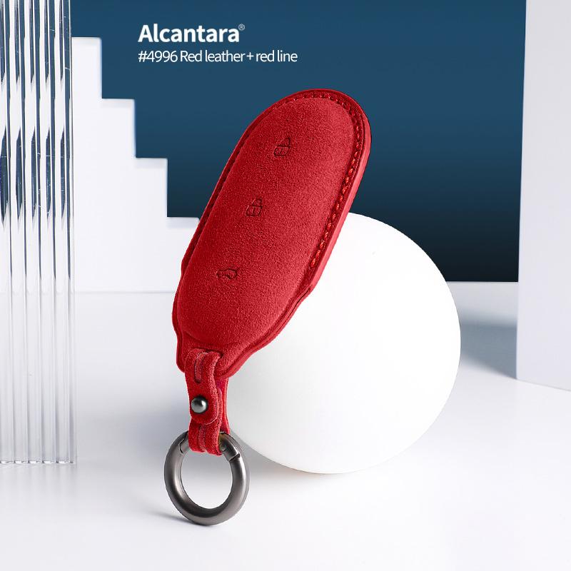 Alcantara Suede For LEADING IDEAL LiXiang L9 L8 L7 Car Key Case Keychain Smart Remote Cover Shell Protector Accessories