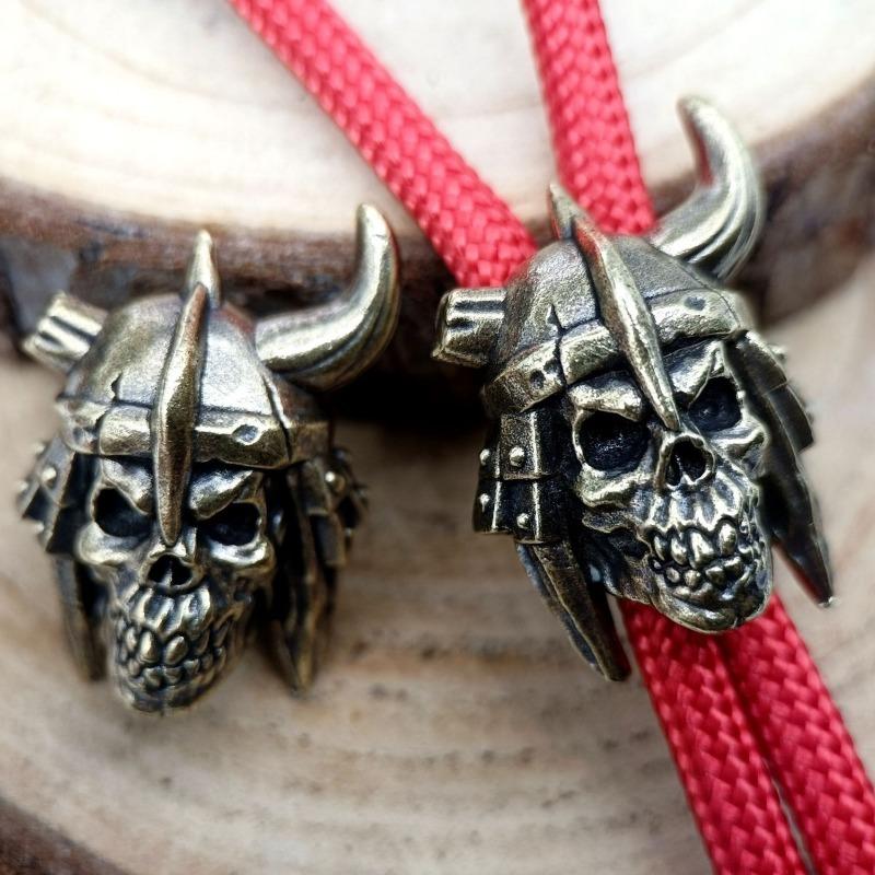 Skull Head Soldier Brass Knife Beads EDC DIY Paracord Woven Bracelets Lanyard Key Chain Pendants Accessories Outdoor Tool Charms