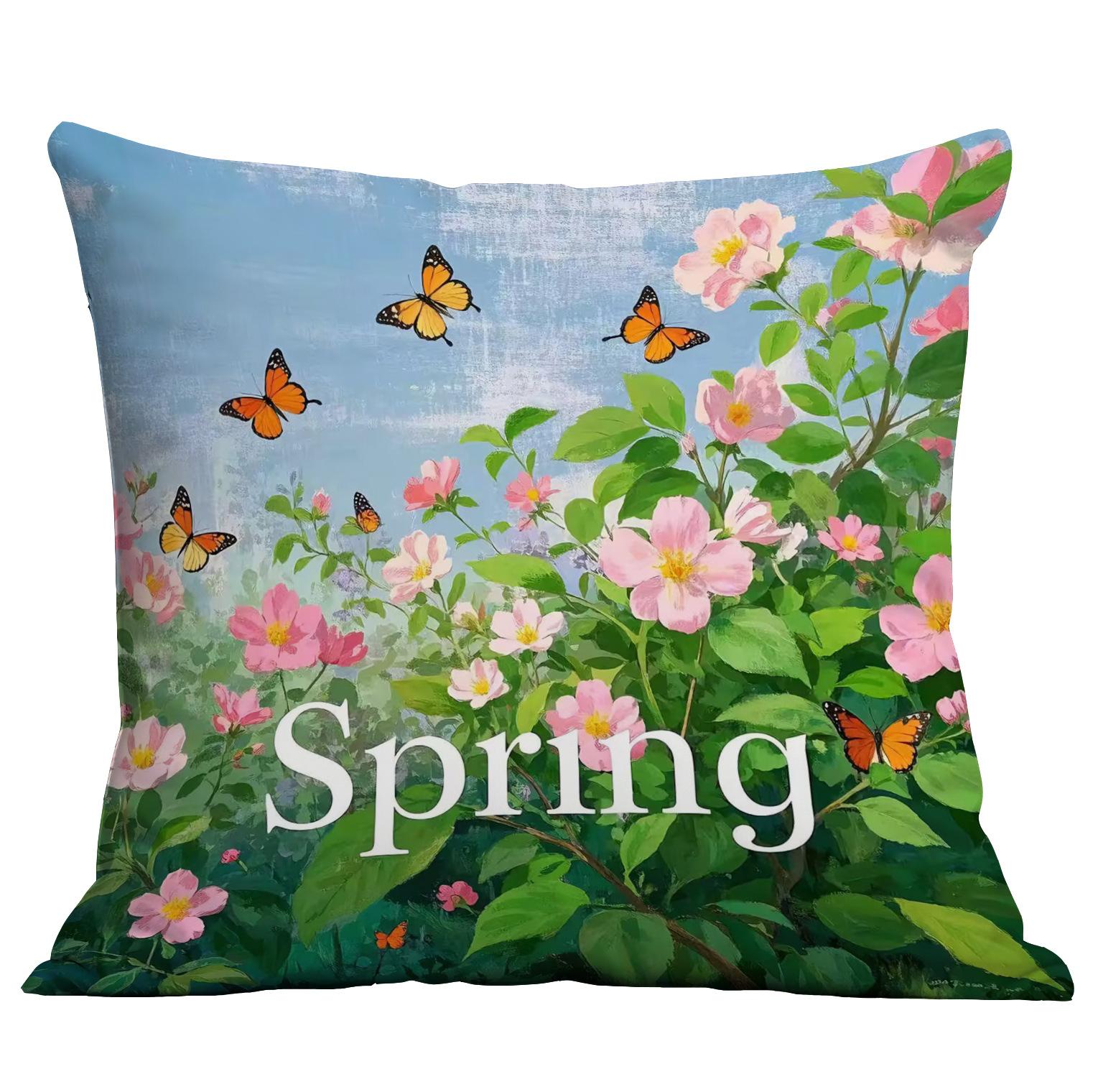 

New Summer Plant And Flower Pillow Cover Home Sofa Cushion Pillow Cover Premium Durable Quality Useful Practical 45 * 45Cm