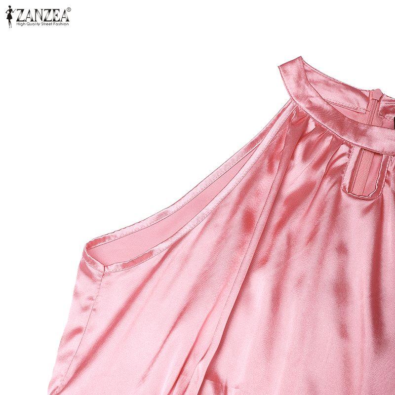 ZANZEA Women Casual Off Shoulder Elegant Sleeveless Long Dress